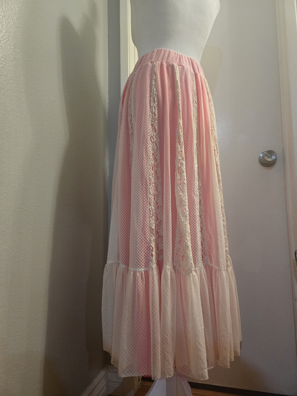 HAH Pleated Lace-Panel Maxi Skirt in Light Pink Size XS/S - Picture 6 of 9